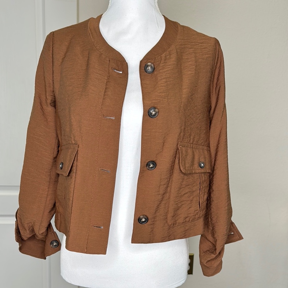 Banana Republic Brown Utility Jacket Lightweight Collarless